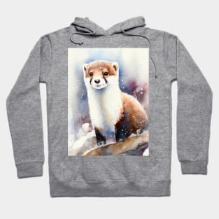 Arctic Stoat - Watercolor Paint Hoodie